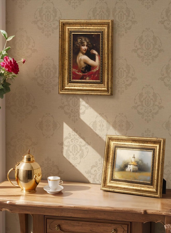 Sonefreiy إطار صور سونفري 5x7 ذهبي عتيق، إطارات صور جدارية، إطار صور ريترو 5x7 للعرض على الطاولة، هدية عيد الميلاد للعائلة (الأم، الأب، الجدة، الأصدقاء)، خرز ذهبي بني - Image 2